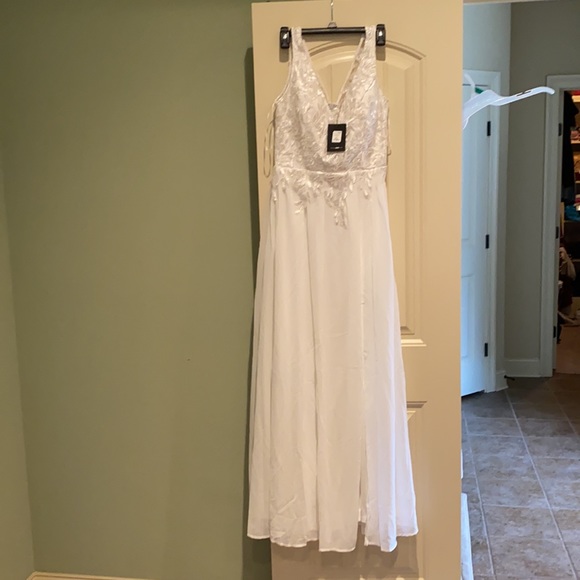 Fashion Nova White Chiffon Gown - Picture 2 of 6